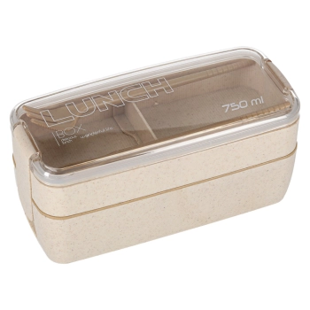 Lunch box śniadaniówka pudełko śniadaniowe z przegródkami dzielone 750ml beżowe