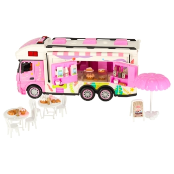 Kamper zdalnie sterowany na pilota samochód kempingowy auto 2,4GHz dźwięki światła akcesoria różowy