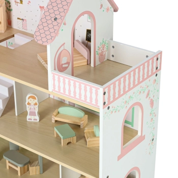 Domek dla lalek drewniany LULILO Peonio 70cm LED róż