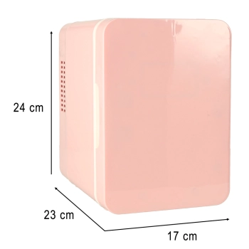 Lodówka turystyczna elektryczna samochodowa mini na jedzenie kosmetyki grzanie chłodzenie 2w1 4L różowa