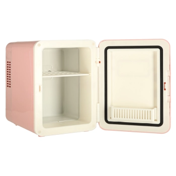 Lodówka turystyczna elektryczna samochodowa mini na jedzenie kosmetyki grzanie chłodzenie 2w1 4L różowa