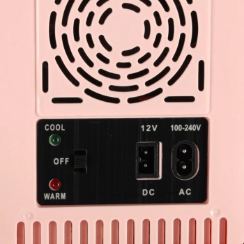 Lodówka turystyczna elektryczna samochodowa mini na jedzenie kosmetyki grzanie chłodzenie 2w1 4L różowa