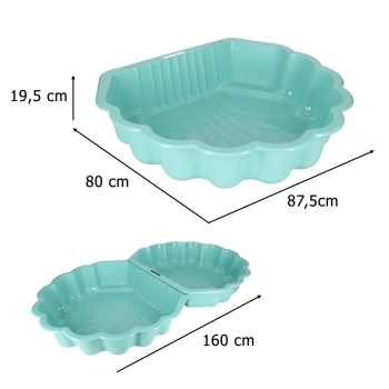 Piaskownica zamykana basen Muszelka Twins podwójna 2w1 160x87,5x19,5cm miętowa