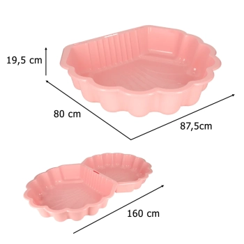 Piaskownica zamykana basen Muszelka Twins podwójna 2w1 160x87,5x19,5cm różowa