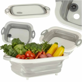 Miska składana silikonowa z odpływem deska do krojenia zlew turystyczny ociekacz