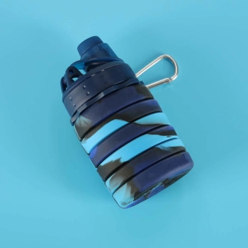 Butelka na wodę bidon silikonowy składany z uchwytem BPA FREE 500ml niebieski