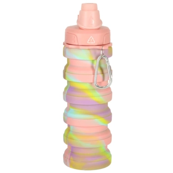 Butelka na wodę bidon silikonowy składany z uchwytem BPA FREE 500ml tęczowy