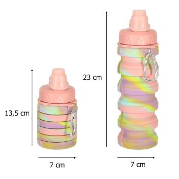 Butelka na wodę bidon silikonowy składany z uchwytem BPA FREE 500ml tęczowy