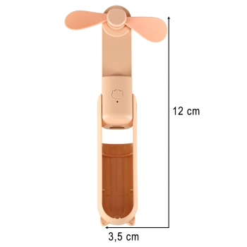 Wiatrak biurkowy wentylator mini ręczny składany wiatraczek przenośny USB różowy