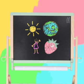 Tablica drewniana LULILO Kredo akcesoria kredy markery magnesy kosze 110cm