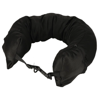 Poduszka turystyczna podróżna rogal zagłówek na szyję schowek do wypełnienia czarna