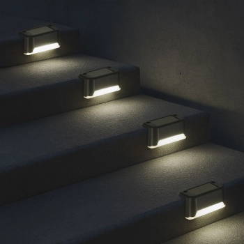 Lampa solarna schodowa ogrodowa zewnętrzna LED na schody czujnik zmierzchu 8 sztuk