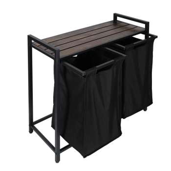 Kosz na pranie bieliznę 2 komory z półką blatem pojemnik loft 92l