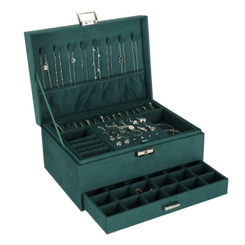 Szkatułka kuferek na biżuterię organizer zielony