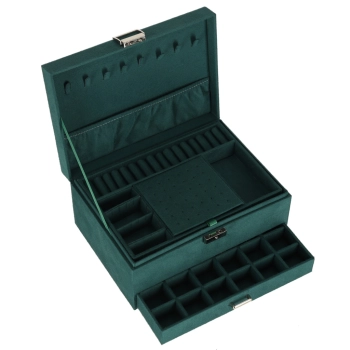 Szkatułka kuferek na biżuterię organizer zielony