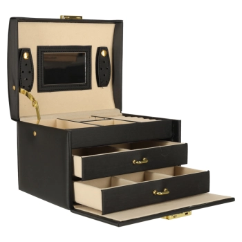 Szkatułka kuferek na biżuterię z szufladami czarna