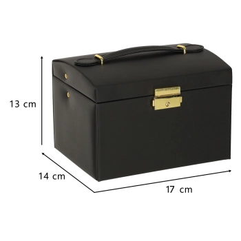 Szkatułka kuferek na biżuterię z szufladami czarna