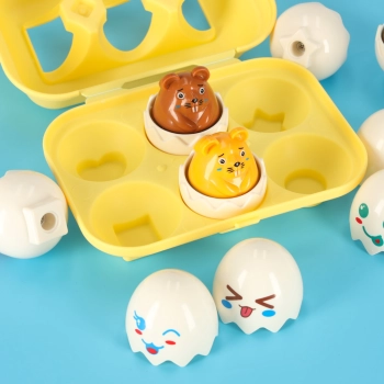 Układanka edukacyjna sorter dopasuj kształty jajka montessori zwierzątka 6 szt