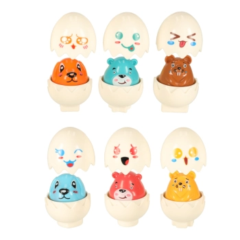 Układanka edukacyjna sorter dopasuj kształty jajka montessori zwierzątka 6 szt