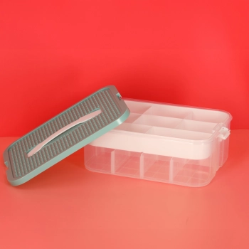 Organizer pudełko pojemnik na klocki zabawki drobiazgi z pokrywą przegródkami