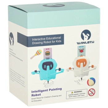 Robot edukacyjny interaktywny nauka rysowania pisania zestaw fiszki mazaki pomarańczowy