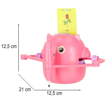 Robot edukacyjny interaktywny nauka rysowania pisania zestaw fiszki mazaki różowy