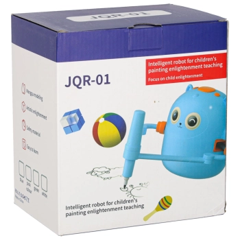 Robot edukacyjny interaktywny nauka rysowania pisania zestaw fiszki mazaki różowy