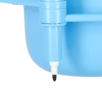 Robot edukacyjny interaktywny nauka rysowania pisania zestaw fiszki mazaki niebieski