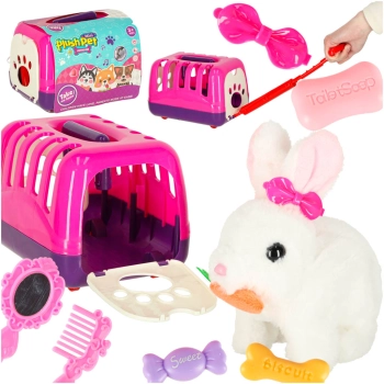 Królik króliczek z marchewką pluszowy chodzi rusza uszami