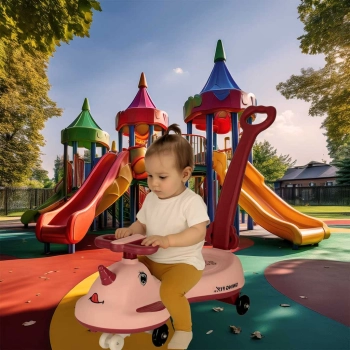 Jeździk grawitacyjny LED Swing FIX S1 skuter z rączką różowy max 65kg