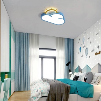 Lampa LED sufitowa plafon do pokoju dziecięcego ściemniana LUMELA + pilot chmurka niebieska