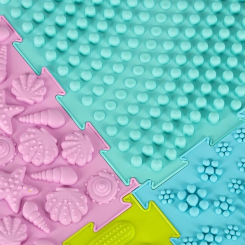 Mata sensoryczna puzzle montessori do masażu stóp 8 elementów pastelowe