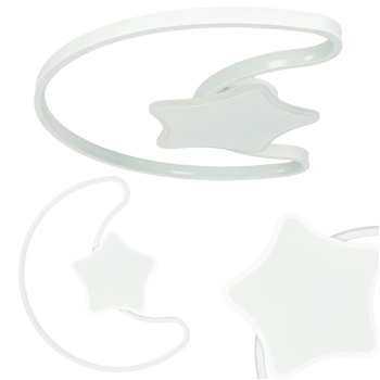 Lampa LED sufitowa plafon do pokoju dziecięcego ściemniana LUMELA + pilot księżyc biała