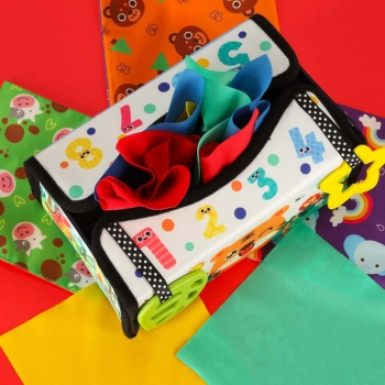 Sorter pudełko z chusteczkami sensoryczne montessori mata 2w1
