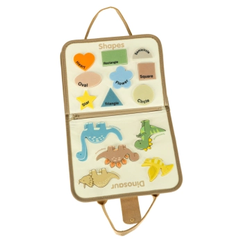 Tablica manipulacyjna sensoryczna montessori walizka dinozaury