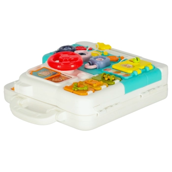 Tablica manipulacyjna sensoryczna montessori walizka pokrętła miś XXL światło dźwięk