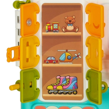 Tablica manipulacyjna sensoryczna montessori walizka pokrętła miś XXL światło dźwięk