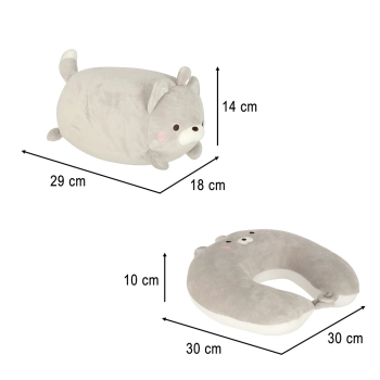 Poduszka podróżna 2w1 rogal pod kark do samolotu samochodu maskotka kot