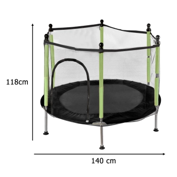 Trampolina do domu ogrodu dla dzieci siatka piłki 140cm 55inch zielona