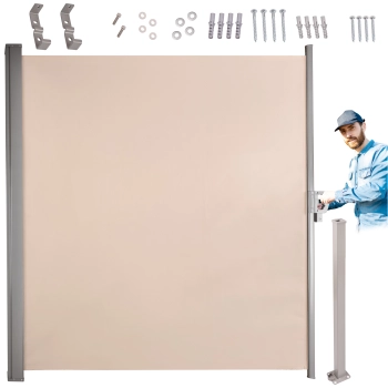 Markiza boczna tarasowa LUARO parawan zwijana 180 x 400 cm beżowa