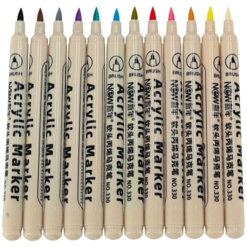 Markery akrylowe do tkanin kamieni pisaki flamastry mazaki wodoodporne DIY 12 szt.