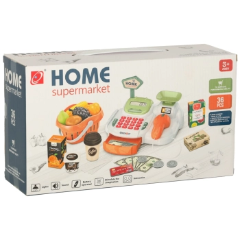 Kasa fiskalna dla dzieci supermarket sklep skaner kalkulator koszyk z akcesoriami 36 el.