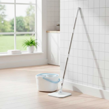 Mop obrotowy prostokątny płaski rotacyjny czysta brudna woda wyciskacz