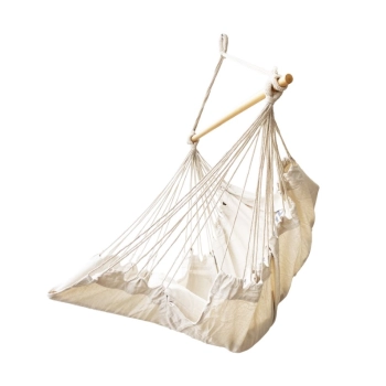 Krzesło brazylijskie z podnóżkiem leżak wiszący huśtawka 130cm beż