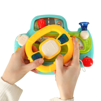 Zabawka interaktywna kierownica dla dzieci dziecka malucha do wózka symulator muzyka dźwięki niebieska