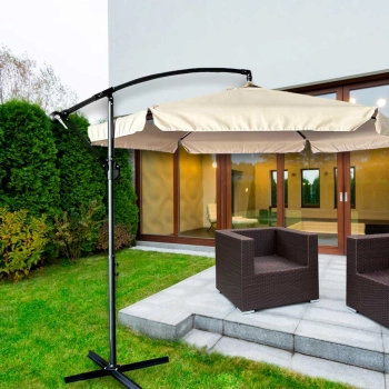 Parasol ogrodowy duży składany z wysięgnikiem 290cm beżowy