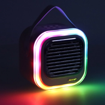 Zestaw do karaoke głośnik Bluetooth 2 mikrofony USB LED 10W kremowy