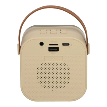 Zestaw do karaoke głośnik Bluetooth mikrofon USB LED beżowy
