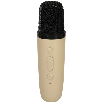 Zestaw do karaoke głośnik Bluetooth mikrofon USB LED beżowy