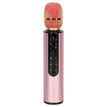 Mikrofon bezprzewodowy karaoke dla dzieci głośnik Bluetooth 2000mAh karta SD USB wysoka jakość różowy